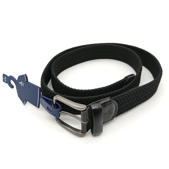 Original Penguin Other - Original Penguin Black Braided Stretch Belt Men's L 38-40 Genuine Leather NWT